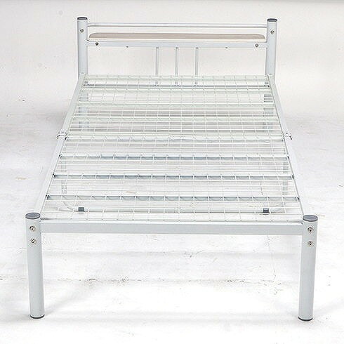 宮付 シングルベッド W1000×D2190×H635mm スチール MDF(PVC) おしゃれ アイボリー(代引不可)【送料無料】 [2]