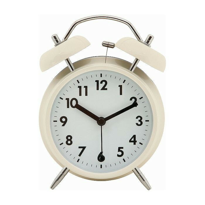 置時計 ベル W117×D55×H170mm スチール ウォッチ おしゃれ アイボリー(代引不可)【送料無料】
