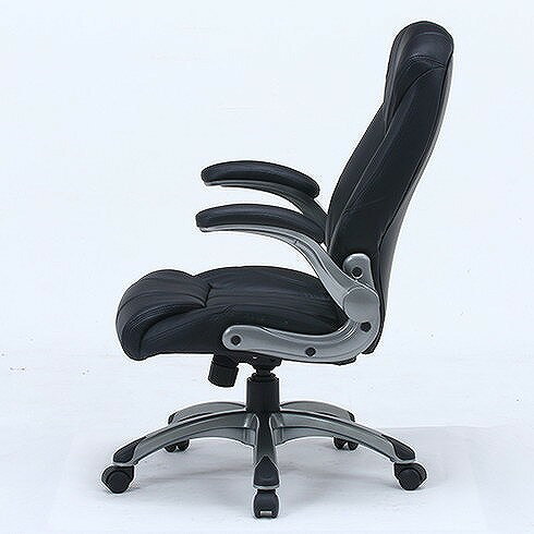 エグゼクティブチェアー W700×D715×H1010~1090mm 465~540mm 合成皮革 ナイロン樹脂 鉄 おしゃれ ブラック(代引不可)【送料無料】 [3]