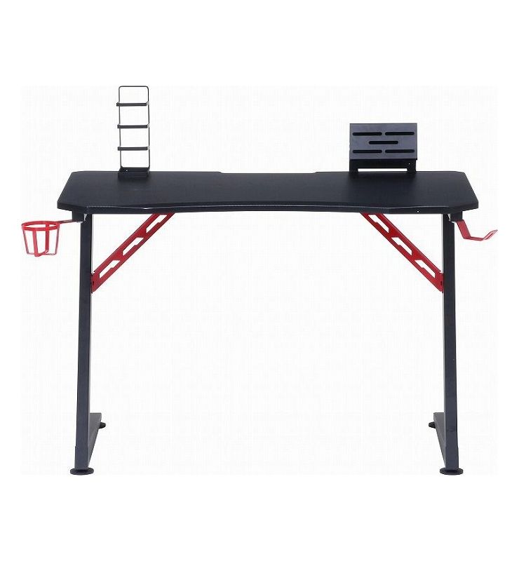 机 ゲーミングデスク レッド 幅105cm 奥行60cm 高さ73cm(代引不可)【送料無料】 [2]