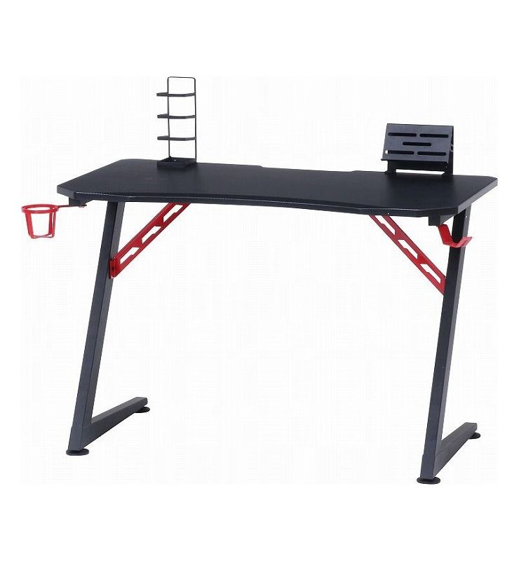 机 ゲーミングデスク レッド 幅105cm 奥行60cm 高さ73cm(代引不可)【送料無料】 [3]