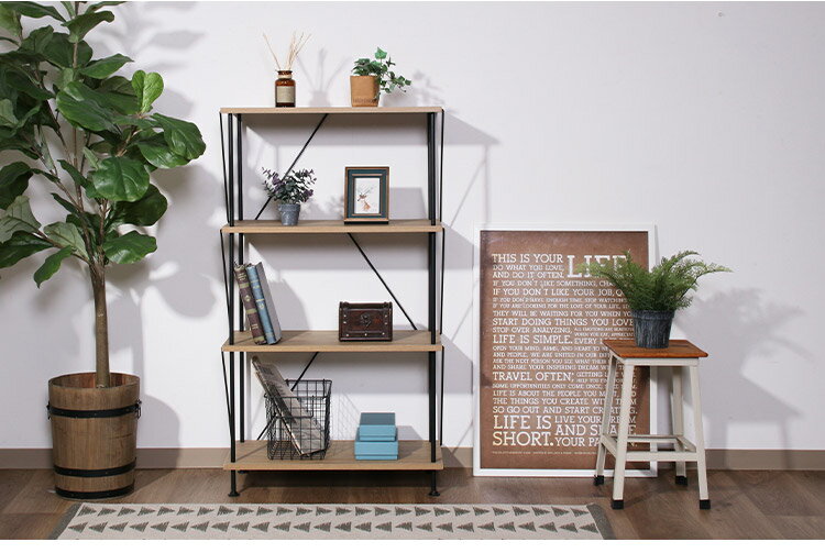 オープンラック 4段 ディスプレイラック 本棚 収納棚 おしゃれ ラック デスクサイド リビング ダイニング 壁付け 間仕切り ワンルーム 新生活(代引不可)【送料無料】