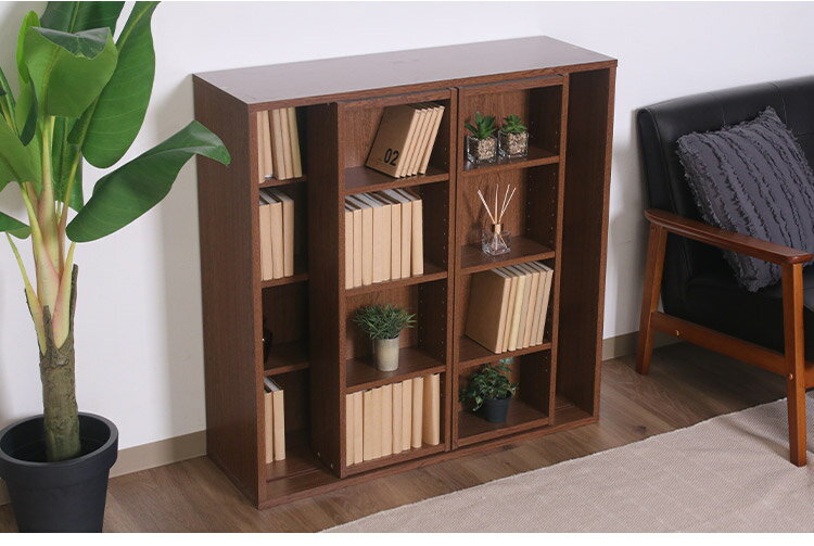 本棚 スライドラック 幅89cm スライド棚 ブックシェルフ 収納棚 可動棚 スライド式 壁寄せ リビング 新生活 ワンルーム 本 書籍 コレクションケース 収納ボックス(代引不可)【送料無料】