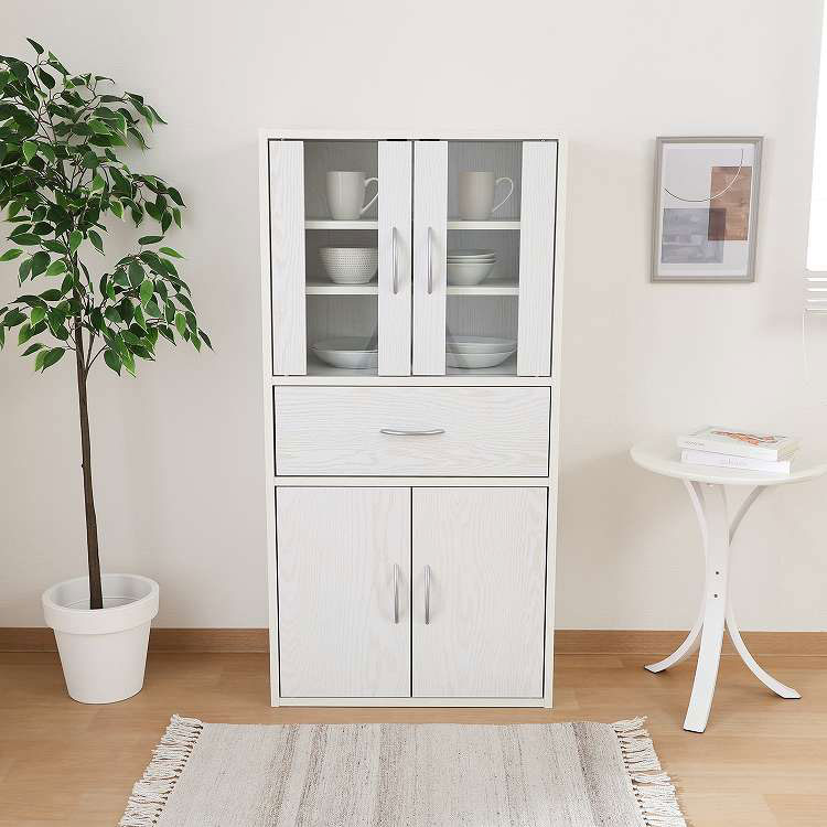 ミドルキッチンキャビネット オークWH(代引不可)【送料無料】