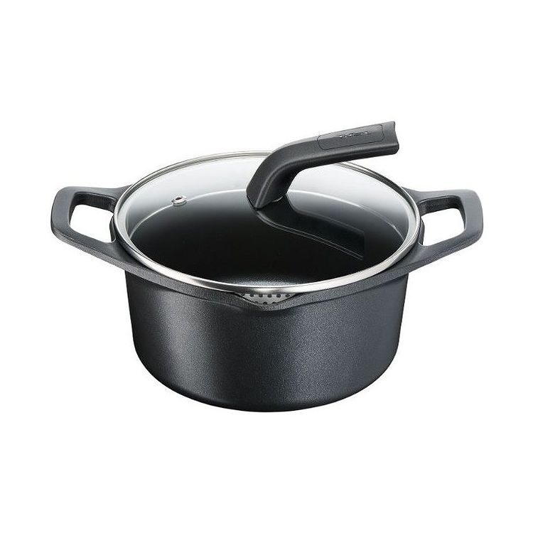 Ih Compatible - T-fal ティファール シチューポット 20cm 両手鍋 ガラス蓋付き ガス火・IH対応 キャストライン アロマ プロ E25144【送料無料】