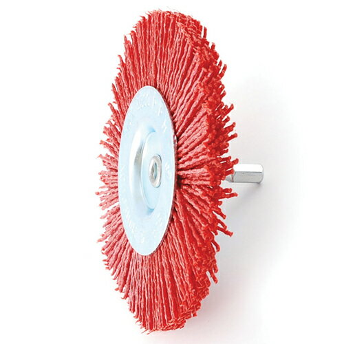 SK11・六角軸ナイロンブラシ荒目・100MM‐#80 先端工具：ドリルアタッチメント：軸付ワイヤブラシ(代引不可)