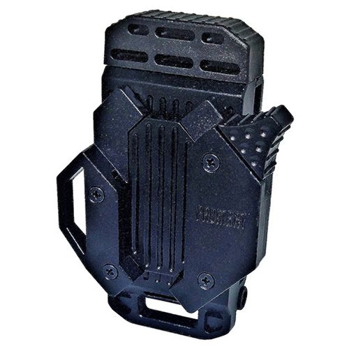 【用途】コンベックスホルダー。【機能・特徴】現在の腰回りの装着方法以外にもフルハーネスの縦型にも対応します。ワンタッチロック開閉式なので、ホルダー本体の取り付け位置が簡単に選べ、ベルトを外さず楽々設置可能です。既存のコンベックスのネジがそのまま使えて汎用性が広がっています。ズレ防止パッキンを使用することで最大6mm厚までのベルト厚に対応しています。【仕様】●ワンタッチロック開閉式。【材質】●ホルダー：ABS・ジュラコン。●本体：ジュラコン。【商品サイズ】幅96×高さ60.5×奥行30.9mm　重量82g【注意事項ほか】●本製品は落下防止製品ではございません。落下防止には安全コードと一緒にお使いください。●取り付けの際は電動ドライバーのご使用はお止めください、コンベックスの故障の原因となる可能性がございます。●コンベックス取り付けの際は確実に取り付け安全を確認してからご使用下さい。【送料について】北海道、沖縄、離島は送料を頂きます。