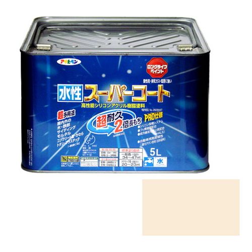 アサヒペン 多用途-水性スーパーコート 5L-ミルキーホワイト【送料無料】
