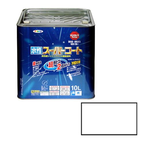 アサヒペン 多用途-水性スーパーコート 10L-ツヤケシシロ【送料無料】