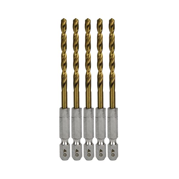 六角軸Tin鉄ドリル 普通 4.0mm 5pcs