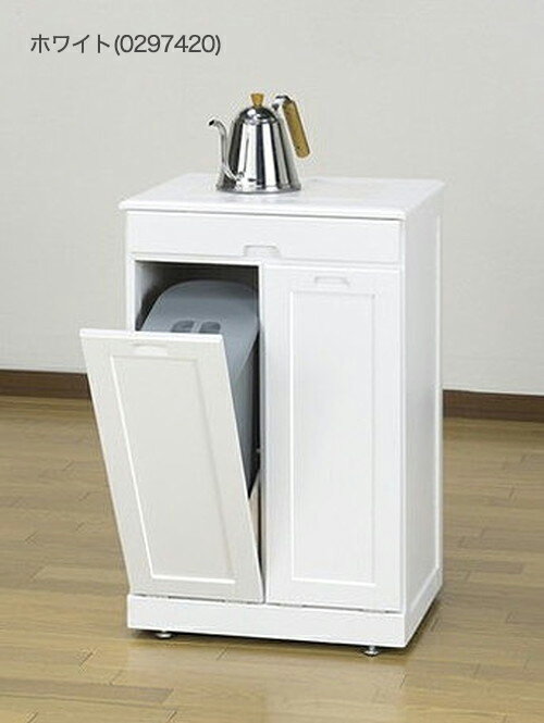 ゴミ箱 天然木分別ダストボックス タイル付 2分別 カウンター キッチンカウンター キッチンワゴン ごみ箱 ダストボックス(代引不可)【送料無料】 [3]