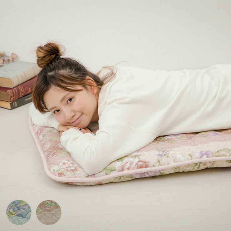 日本製 ごろ寝マット 長座布団 3層 70×185cm 花柄ボーダー 固綿入り ごろ寝 軽量 クッション 座布団 三層 シート 昼寝 くつろぎ(代引不可)【送料無料】(3.0)