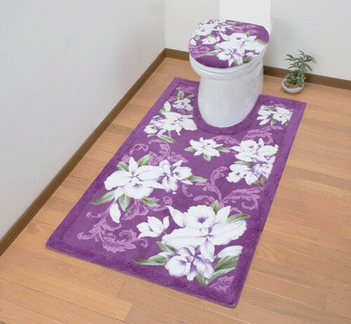 リコメン堂生活館の日本製 トイレマット 80×115cm 抗菌 消臭加工 カトレア柄 防臭 撥水 はっ水 裏面 滑りにくい(代引不可)【送料無料】｜アングル3