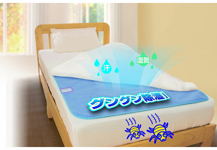 洗える防ダニ除湿シート2枚組 ブルー 吸湿センサー付き 洗濯可能 ウォッシャブル(代引不可)【送料無料】