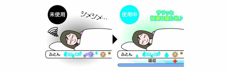 洗える防ダニ除湿シート2枚組 ブルー 吸湿センサー付き 洗濯可能 ウォッシャブル(代引不可)【送料無料】 [2]