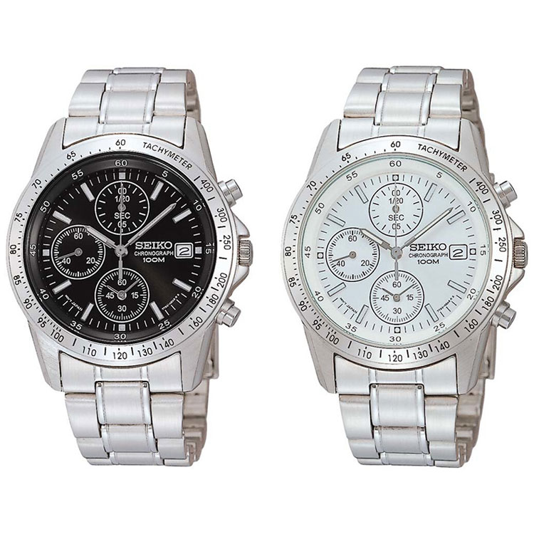 腕時計 セイコー クロノグラフ 海外モデル 正規品 3年保証 防水 着用したまま 手洗い クオーツ式 ストップウォッチ カレンダー付き ステンレス ベルト ウォッチ スタイリッシュ(代引不可)【送料無料】