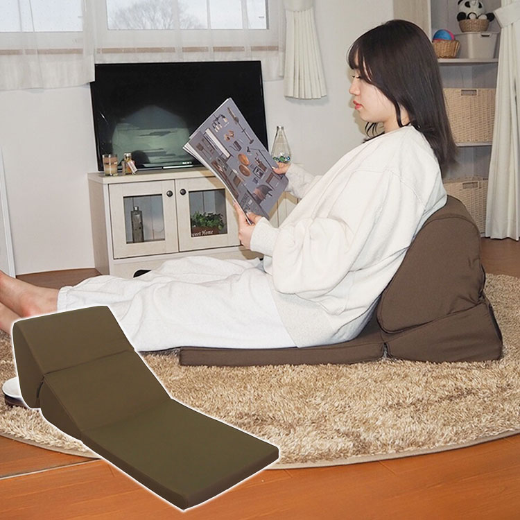 寝転びながら絶妙な角度でテレビや読書を楽しめる、老舗メーカー「アキレス」のごろ寝クッション。高密度ウレタンが身体をしっかり支え、リビングでのリラックスタイムをより贅沢な時間へと変えてくれます。色／ブラウン「床に寝そべると首が疲れる」「クッションを重ねてもしっくりこない」…そんなお悩みを解決する、通称「テレビ枕」が登場。折りたたみ方次第で、枕や座椅子、足置きなどマルチに活躍します。信頼のブランドによる確かな品質で、毎日の「ちょっと一休み」を最高に心地よくサポートします。【この商品の魅力とおすすめポイント】1.「寝ながら見やすい」絶妙な角度設計：絶妙な傾斜が付いているため、横になった状態でも視線をテレビや本へ楽に向けられます。手で頭を支える必要がなく、肩や首への負担を軽減。座卓でお茶を飲む際や、ちょっとした作業時の背もたれとしても、ちょうど良い高さに設計されています。2.腰が沈み込まない「高密度ウレタン」：中材には高品質な高密度ウレタンフォームを採用。安価なクッションとは異なり、適度な硬さがあるため、身体が沈み込みすぎず、しっかりと安定した姿勢を保てます。長時間の使用でもへたりにくく、快適な座り心地・寝心地が持続します。3.折りたたんでコンパクト！「1.5kg」の軽量設計：パタパタと折りたたむだけでコンパクトなスクエア状に。重さはわずか約1.5kgと非常に軽量なので、リビングから寝室へ、またはお掃除の際の移動も片手でラクラク。場所を取らずにスッキリ収納できるのも魅力です。4.マルチに使える「3way」仕様：広げて「ごろ寝枕」として、折りたたんで「コンパクト座椅子」として、さらには足を高くして休める「フットピロー」としても活躍。ご自身のその時の気分や体調に合わせて、一番楽な姿勢を自由自在に作れます。■商品サイズ(約)幅42×奥行75〜90×高さ33〜37cm■素材構造部材：ウレタンフォーム、張り材：ポリエステル100％■重量(約)1.5kg■生産国日本(側地：中国)【代引きについて】こちらの商品は、代引きでの出荷は受け付けておりません。【送料について】北海道、沖縄、離島は送料を頂きます。