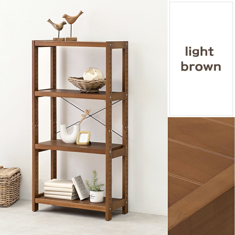 オープンラック 4段 幅60cm 木製 天然木 棚板高さ調節 魅せる収納 棚 シェルフ 北欧 フレンチカントリー調 かわいい おしゃれ(代引不可)【送料無料】 [3]