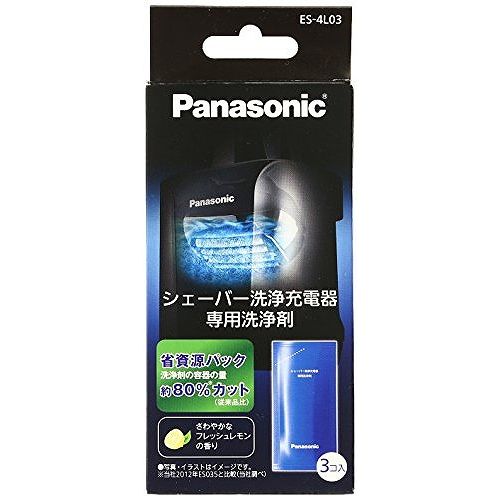 パナソニック洗浄剤ES-4L03JANコード4984824994959本体サイズ:幅6.5×高さ13×奥行0.4cm本体重量:0.02kg生産国:日本適用機種:ES-LV92/ES-LV82/ES-LV72ご使用の目安:新しい専用洗浄剤1個と洗浄液カップの水で約30日間(1日1回のシェービングとして)のヒゲクズを洗うことが出来ます■対象品番：ES-ELV7/ES-ELV8/ES-LV82-S/ES-CLV96/ES-CLT7/ES-CLV7A-A/ES-CLV76/ES-CLV7B-A/ES-LT8A-S/ES-LV72-A/ES-LV74-A/ES-LV76-A/ES-CLV9A-S/ES-CLV9B-S/ES-LV92-K/ES-CLV7B-T/ES-LV7A-A/ES-LT72-S/ES-LV7B-A/ES-CLV86/ES-LV96-S/ES-LT7A-S/ES-LV9A-S/ES-LV9B-S/ES-LV7B-T/【送料について】北海道、沖縄、離島は送料を頂きます。