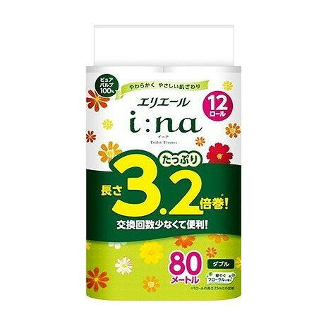エリエール イーナ トイレットティシュー 3.2倍巻 ダブル 12ロール 大王製紙(代引不可)【送料無料】
