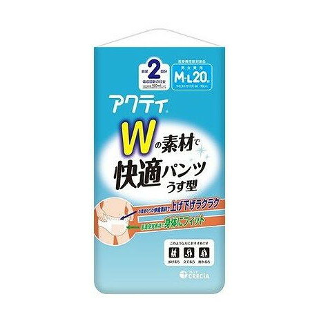 【単品6個セット】 日本製紙クレシア アクティ Wの素材で快適パンツ うす型 M-Lサイズ(代引不可)【送料無料】