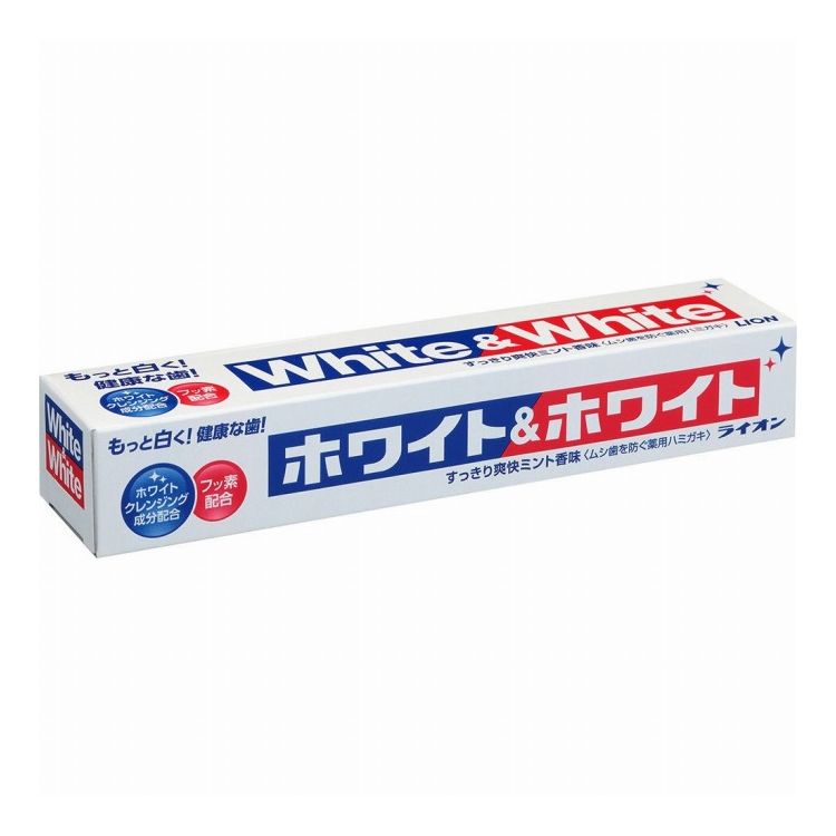 【商品詳細】歯を白く美しくして、ムシ歯を予防する薬用ハミガキ。・「ホワイトクレンジング成分」が、汚れを落として歯を白くします。・「フッ素」が歯質を強化し、ムシ歯を予防します。・すっきり爽快ミントの香味素材・成分重質炭酸Ca、ソルビット液、PG、無水ケイ酸、ポリアクリル酸Na、ラウリル硫酸Na、香料(ミントタイプ)、サッカリンNa、CMC・Na、モノフルオロリン酸ナトリウム、パラベン、メントール商品区分:医薬部外品製造国:日本メーカー名:ライオン内容量:150G 【代引きについて】こちらの商品は、代引きでの出荷は受け付けておりません。【送料について】北海道、沖縄、離島は送料を頂きます。