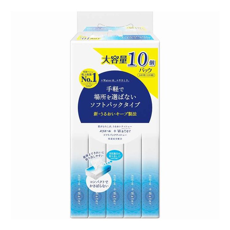 【単品4個セット】 エリエール+Waterソフトパック120W10P(代引不可)【送料無料】