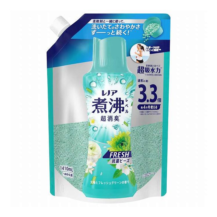 P&Gジャパン レノア煮沸レベル消臭 ビーズみずみずしく香るフレッシュグリーンの香りつめかえ用超特大 1410mL(代引不可)【送料無料】
