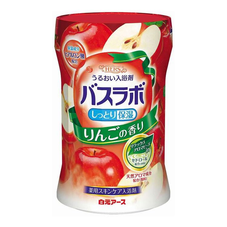 【商品詳細】スキンケアタイプの粉末薬用入浴剤。リラックスアロマビーズ入り。なめらかなお湯ですべすべな肌ざわりに。ヒアルロン酸（保湿成分）配合。りんごの香り。『医薬部外品』成分:有効成分：炭酸水素Na、硫酸Na、その他の成分：無水ケイ酸、ヒアルロン酸Na-2、POE（300）POP（55）、香料、赤102、黄202（1）、緑3商品区分:医薬部外品メーカー名:白元アース生産国・加工国:日本内容量:540G【代引きについて】こちらの商品は、代引きでの出荷は受け付けておりません。【送料について】北海道、沖縄、離島は送料を頂きます。