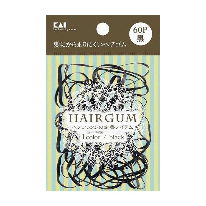 【単品6個セット】貝印 KQ0017 ゴムリング 黒 60本 日用品 日用消耗品 雑貨品(代引不可)【メール便（ゆうパケット）】【送料無料】