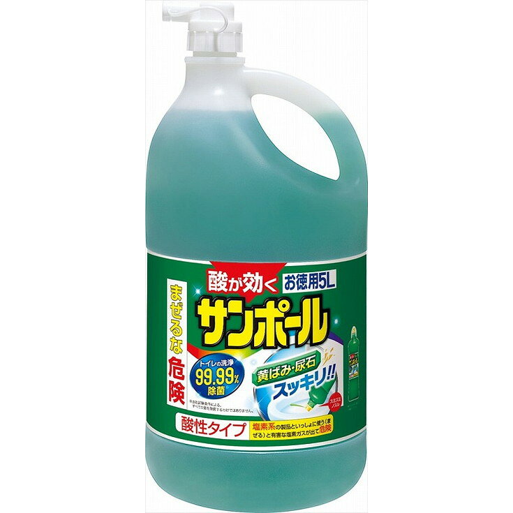 このページは4987115851764単品が14個セットの商品ページです【商品特徴】酸のちからとマイナスイオンの相乗効果で便器（陶器）のがんこな黄ばみ・尿石を化学分解して落とすトイレ用強力洗浄剤です。かけた場所もよくわかり、たれ落ちにくいグリーンの液です。清潔感のあるさわやかな香りでニオイもスッキリ。目安の使用量では浄化槽の機能（微生物）への影響はありません。【製造者】大日本除虫菊株式会社【生産国】日本【単品内容量】5L※メーカーの都合によりパッケージ、内容等が変更される場合がございます。当店はメーカーコード（JANコード）で管理をしている為それに伴う返品、返金等の対応は受け付けておりませんのでご了承の上お買い求めください。【代引きについて】こちらの商品は、代引きでの出荷は受け付けておりません。【送料について】北海道、沖縄、離島は別途送料を頂きます。