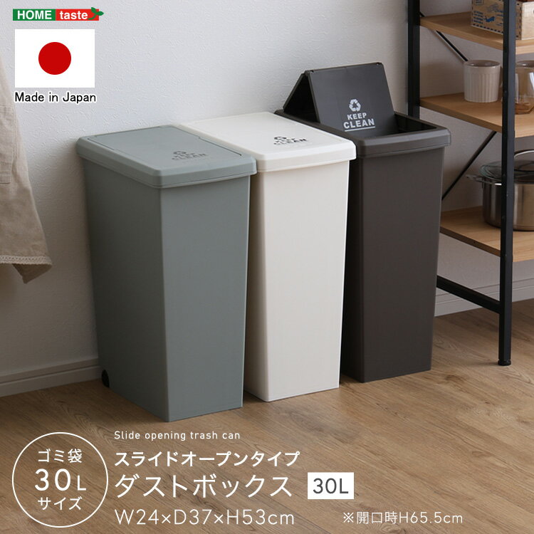スライドオープンタイプ ゴミ箱30L ゴミ箱 30L ダストボックス 屋外 屋内 キャスター付き ポリプロピレン ごみ箱 分別ゴミ箱 キッチン スライドロック式 スライドペール アースカラー(代引不可)【送料無料】