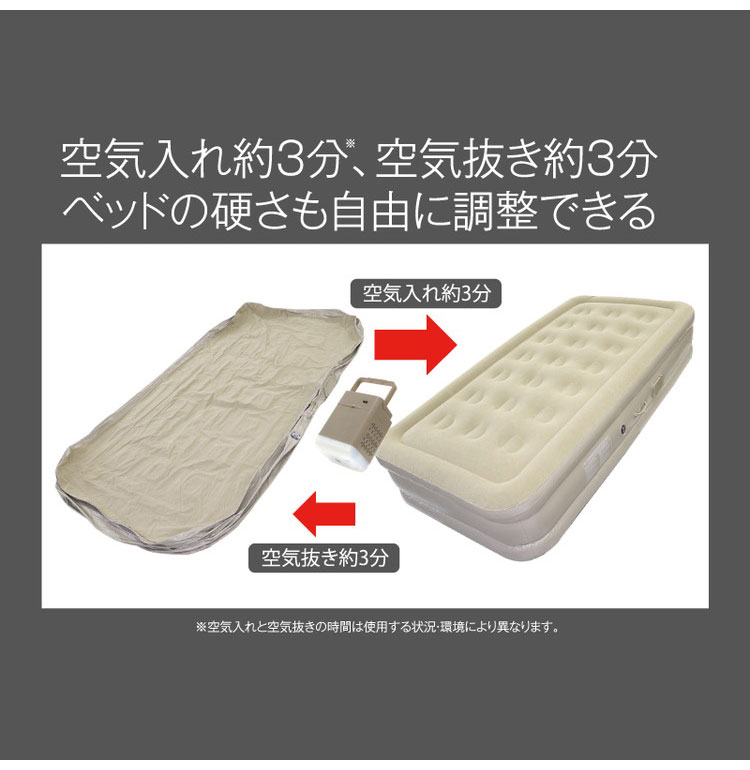 リコメン堂生活館の電動エアーベッド極厚 シングルサイズ エアベッド 1人用 充電式 電動 エアベット エアーマット 充電 キャンプ レジャー 防災 避難所 電動ポンプ 車中泊 シングルサイズ HWE-3922 ヒロコーポレーション【送料無料】｜アングル3