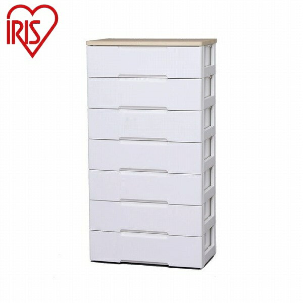 アイリスオーヤマ ウッドトップチェスト HG-727 ホワイト/ペアー ウッドトップチェスト 7段 幅73cm 完..