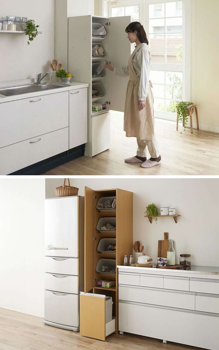 日本製 ゴミ箱 4段 5分別 北欧風 ダストボックス 幅37cm×180cm 分別 ごみ箱 縦型 分別ごみ箱 縦型ゴミ箱 大容量 キャスターペール 缶 ビン ペットボトル(代引不可)【送料無料】 [2]