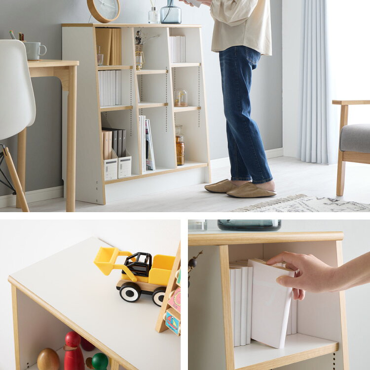 日本製 木製 絵本ラック 幅120cm 1cmピッチで調整できる おもちゃ箱 大容量 お片付...