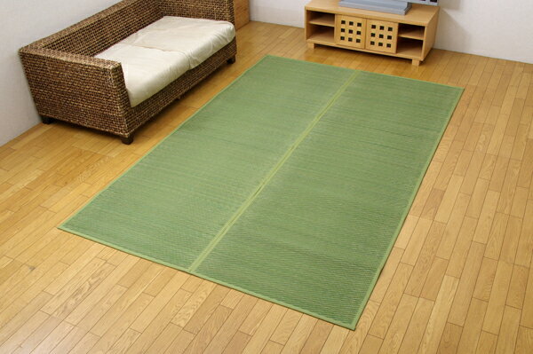 Character Pattern - い草花ござ カーペット 『DXクルー』 グリーン 江戸間8畳(約348×352cm) (裏:不織布)(代引き不可)【送料無料】