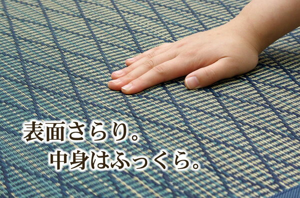い草花ござカーペット 『FXダイヤ 裏貼CP』 ブルー 約240×240cm(中材:ウレタン)(代引不可)【送料無料】 [3]