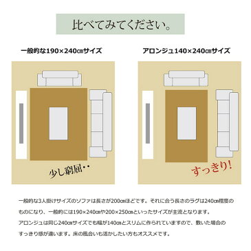 ラグ マット カーペット 2畳 『アロンジュ』 ベージュ 140×240cm すべりにくい加工 ホットカーペット対応(代引不可)【送料無料】