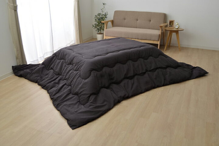 こたつ布団 長方形 掛け単品 つむぎ調 『先染めつむぎIT』 ブラック 約205×315cm 厚掛けタイプ(代引不可)【送料無料】