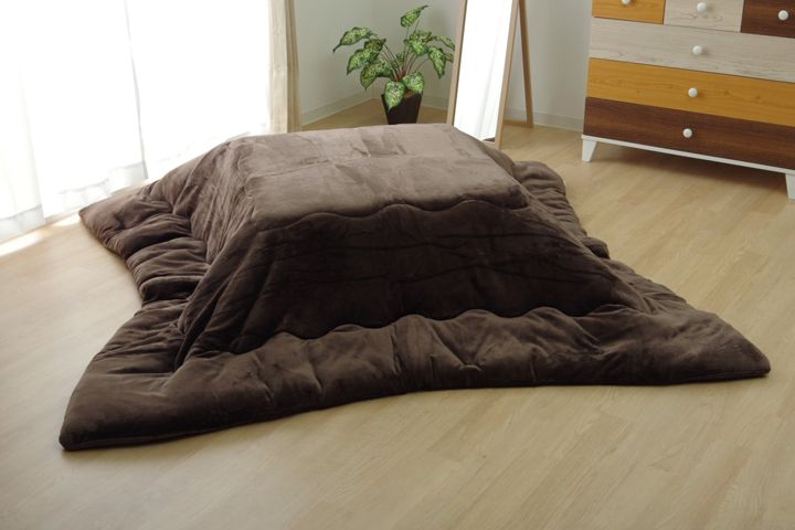 こたつ布団 正方形 無地 フランネル リバーシブル 掛け単品 『17フランIT 抗菌防臭』 ブラウン 約205×2..