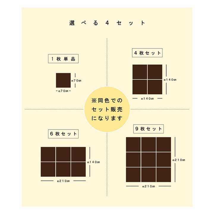 日本製 約70×70cm 単品 置き畳 ユニット畳 水拭きできる ポリプロピレン シンプル 滑り止め付き クッション性 簡単設置 コンパクト 省スペース インテリア 北欧 オールシーズン おしゃれ お洒落(代引不可)【送料無料】 [2]