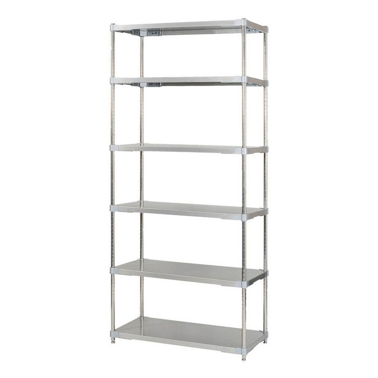 【燕三条製】 PROFACE SUS304ステンレスソリッドシェルフ6段 460×900×2100 SUS304ステンレスポール ス..