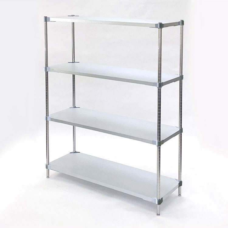 【※法人様限定販売】【燕三条製】 PROFACE ガルバリウムソリッドシェルフ4段 350×900×1500 クロムメッキポール スチールラック スチールシェルフ ラック キッチンラック レンジラック(代引不可)【送料無料】