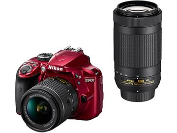 ニコン ＜D＞Nikon デジタル一眼レフカメラ D3400・ダブルズームキット(2416万画素/レッド) D3400WZRD(代引き不可)