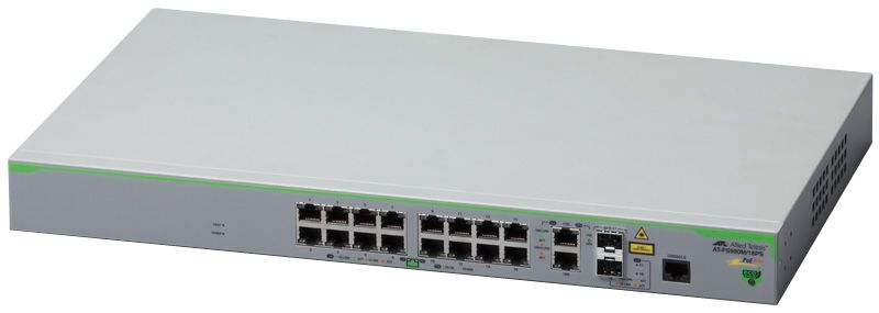 アライドテレシス AT-FS980M/18PS [10/100BASE-TXx16(PoE-OUT)、100/1000BASE-Tx2(コンボ)、SFPスロットx2(コンボ)] 3305R(代引き不可)