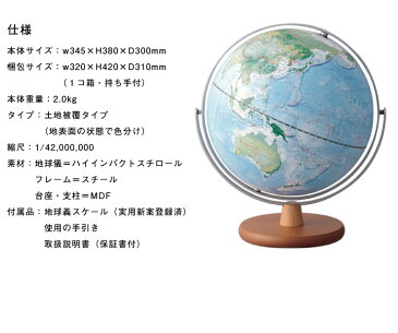 地球儀 レイメイ藤井 全回転フレーム地球儀 OYV260 インテリア 子供用 学習 自由研究 全回転 土地被覆【あす楽対応】【送料無料】
