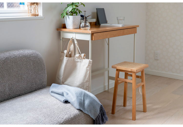 LIV ホームデスク デスク 机 幅80 奥行き40 コンパクト リビング学習 コンソールテーブル 収納 スタンド付 シンプル ナチュラル サイドフック PCデスク コンソールテーブル 在宅 ワークデスク(代引不可)【送料無料】 [3]