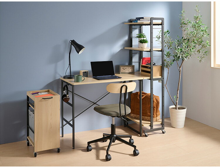 オープンラック 幅53 奥行30 高さ146.5cm キャスター付き 可動棚 S字フック付き 収納ラック 4段 デスク キッチンラック リビング ダイニング ランドリ サニタリー モダン ヴァンナ VAN-R4(NA)(代引不可)【送料無料】