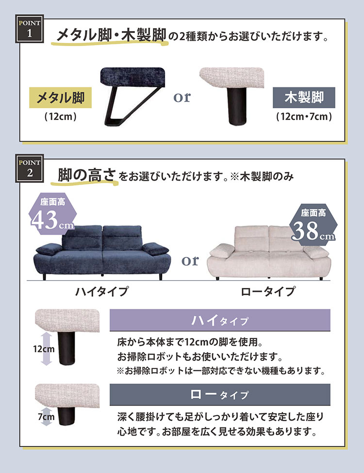 クラウン 2.5P ソファ ソファー 背可動式 7cm 木製脚 撥水 撥水加工 ロータイプ 肘掛 角度調節 背もたれ可動式 高級感 ポケットコイル Sバネ 幅197cm 奥行105cm(代引不可)【送料無料】 [2]